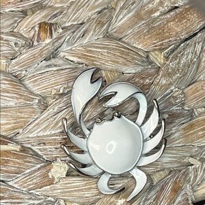 Silver Tone Enamel Crab Pin